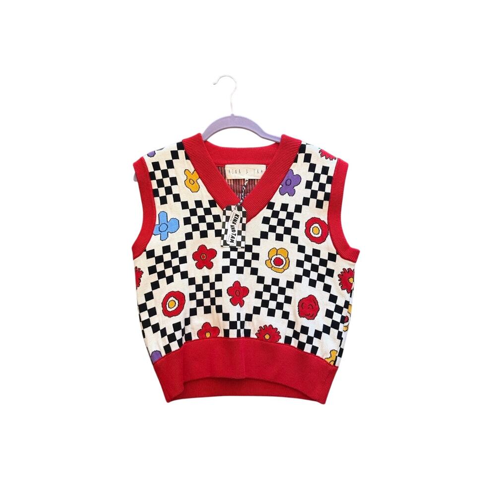 Kina & Tam Floral Funk Cottagecore Sweater Vest SZ XL